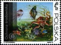(1973-040) Марка Польша "Подводная фауна и флора"    Охрана окружающей среды III Θ