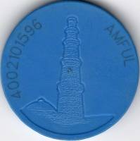 2002 Жетон метро Индия Дели Башня Кутб-Минар  Синий пластик  UNC