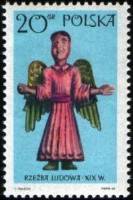 (1969-074) Сцепка марок (2 м) Польша "Ангел"   Народная скульптура II Θ