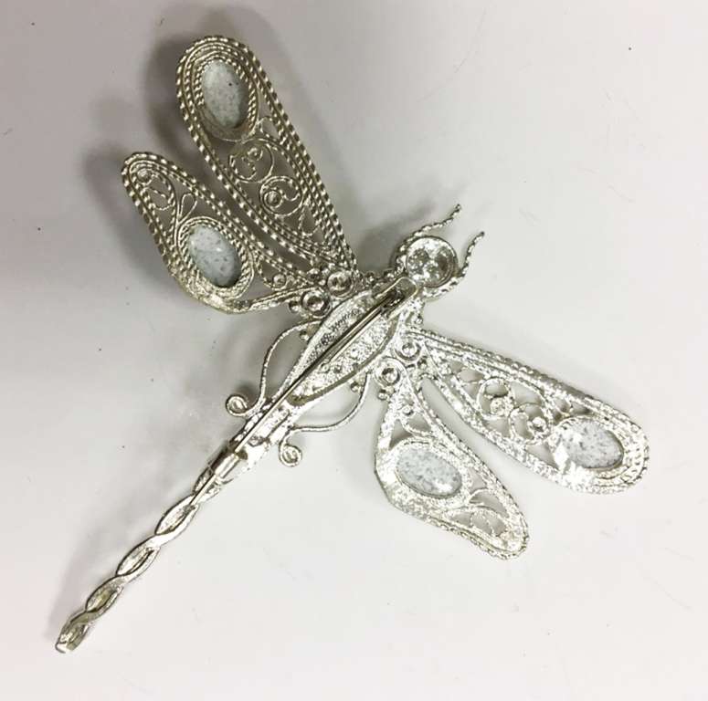 Брошь "Финифть", серебрение (сост. на фото)