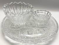 Блюдо салатник + 2 розетки стекло хрусталь