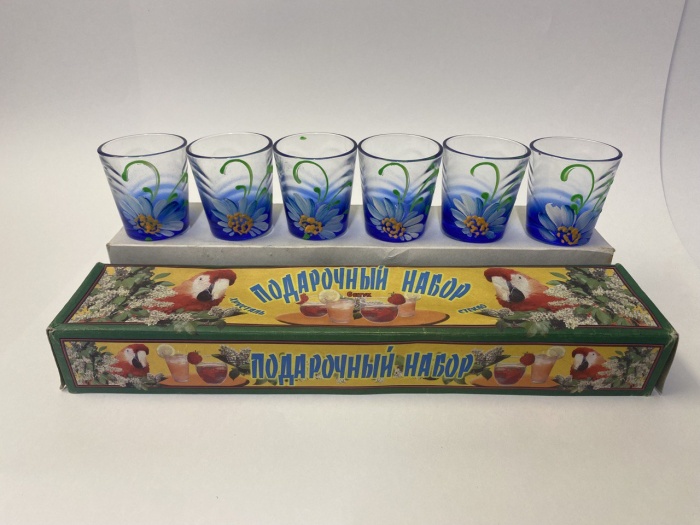 Рюмки стопки СССР хрусталь ручная роспись Ромашки 6 шт 