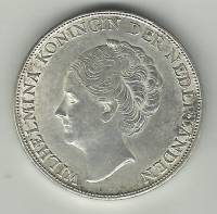 (1944) Монета Нидерланды (Голландия) 1944 год 1 гульден "Королева Вильгельмина"  Серебро Ag 720  UNC