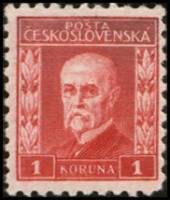 (1926-009b) Марка Чехословакия "Cлово POSTA короче "    Президент Массарик (Стандартный выпуск) II Θ
