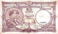 (№1941P-111a.5) Банкнота Бельгия 1941 год "20 Francs"