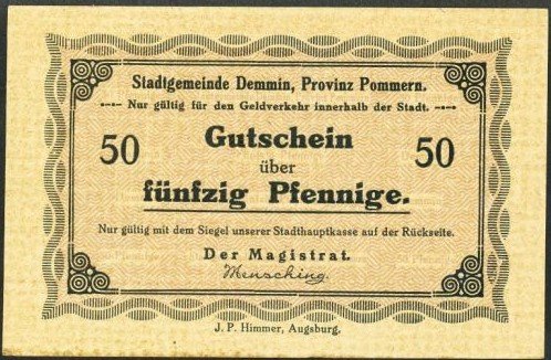 (№1916) Банкнота Германия 1916 год &quot;50 Pfennig&quot;