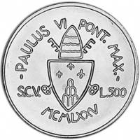 () Монета Ватикан 1975 год 500  ""   Биметалл (Серебро - Ниобиум)  UNC