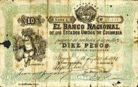 (№1881P-135) Банкнота Колумбия 1881 год "10 Pesos"