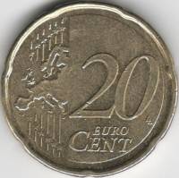 (2012) Монета Финляндия 2012 год 20 евроцентов  3-й тип образца 2008, буквы FI, знак МД у канта  VF
