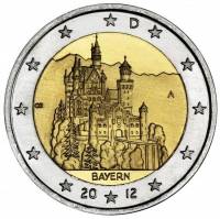010 Монета Германия (ФРГ) 2012 год 2 евро Бавария Двор A Биметалл  UNC