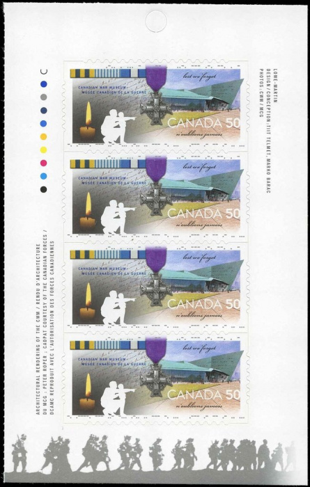 Лист марок Канада 2005 год &quot;Канадский музей войны мы не забудем&quot;, Гашеный