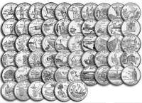 1999-2009 56 монет по 25 центов Набор США Штаты и Территории    UNC