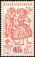 (1958-012) Марка Чехословакия "Куклы"    Международная выставка 1958, Брюссель III Θ