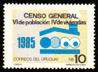 (№1986-1725) Марка Уругвай 1986 год "Уругваец Переписи 1985 Года", Гашеная