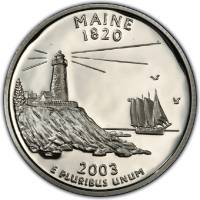 023p Монета США 2003 год 25 центов Мэн  Медь-Никель  UNC