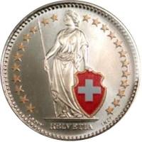 (№2001) Монета Швейцария 2001 год 1 Franc (23 звезды, цветной)