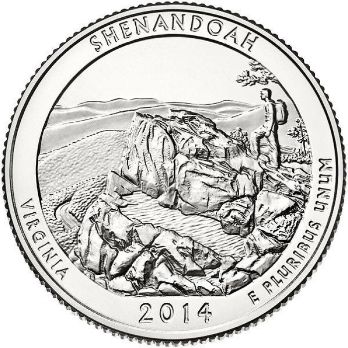 (022p) Монета США 2014 год 25 центов &quot;Шенандоа&quot;  Медь-Никель  UNC
