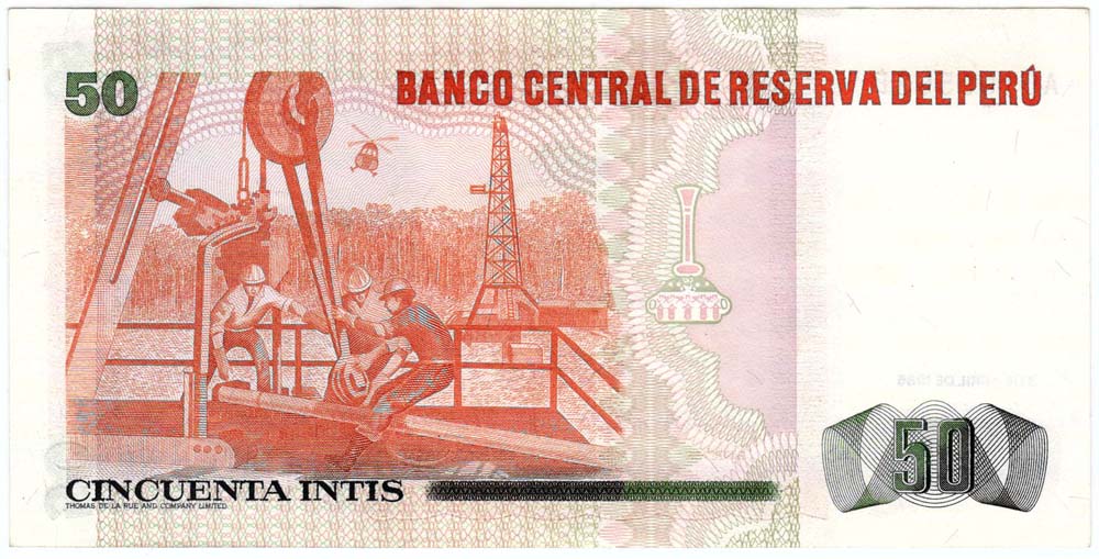(1985) Банкнота Перу 1985 год 50 инти &quot;Николас де Пьерола&quot;   UNC