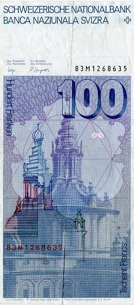 () Банкнота Швейцария 1983 год 100  &quot;&quot;   UNC
