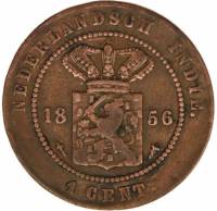 (№1855km307.1) Монета Голландская Ост-Индская компания 1855 год 1 Cent (Вильгельм III)