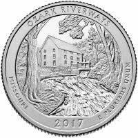 (038p) Монета США 2017 год 25 центов "Водные пути Озарк"  Медь-Никель  UNC