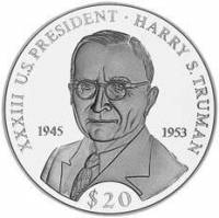 (№2000km506) Монета Либерия 2000 год 20 Dollars (33-й президент США Гарри С. Трумэн)