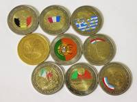 Набор монет 2 Евро юбилейные, 8 цветных и 1 стандартная (подробнее на фото)