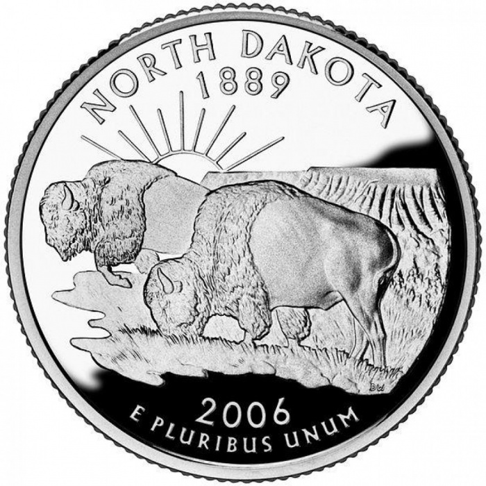 (039p) Монета США 2006 год 25 центов &quot;Северная Дакота&quot;  Медь-Никель  UNC