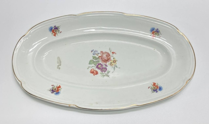 Селёдочница блюдо овальное, мейсенский букет, ЗИК Конаково, СССР