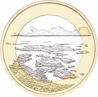 (060) Монета Финляндия 2018 год 5 евро "Архипелаговое море" 2. Диаметр 27,25 мм Биметалл  UNC
