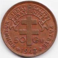 (№1943km6) Монета Камерун 1943 год 50 Centimes (С амп)
