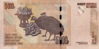 (,) Банкнота Дем Республика Конго 2013 год 5 000 франков "Зебры"   UNC