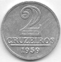 (№1957km571) Монета Бразилия 1957 год 2 Cruzeiros