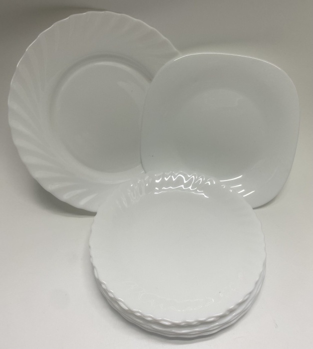 Тарелки стеклокерамика белые 9шт (4 вида) 