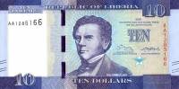 Банкнота Либерия 2016 год 10     UNC