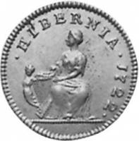 (№1722km115) Монета Ирландия 1722 год 1 Farthing