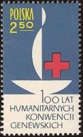 (1963-023) Марка Польша "Юбилейная эмблема"   100-летие международного Общества Красного Креста II Θ