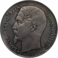 () Монета Франция 1852 год 5  ""   Биметалл (Серебро - Ниобиум)  AU