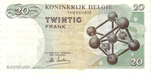 (1964) Банкнота Бельгия 1964 год 20 франков &quot;Бодуэн&quot;   UNC