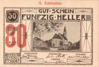 (№1920) Банкнота Австрия 1920 год "80 Heller"