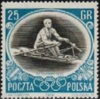 (1956-034) Марка Польша "Гребля "   XVI Олимпийские игры в Мельбурне II Θ