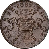 (№1689km95) Монета Ирландия 1689 год 30 Pence (1/2 кроны)