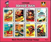 (№1994-4448) Лист марок Гайана 1994 год "Киноафиши", Гашеный