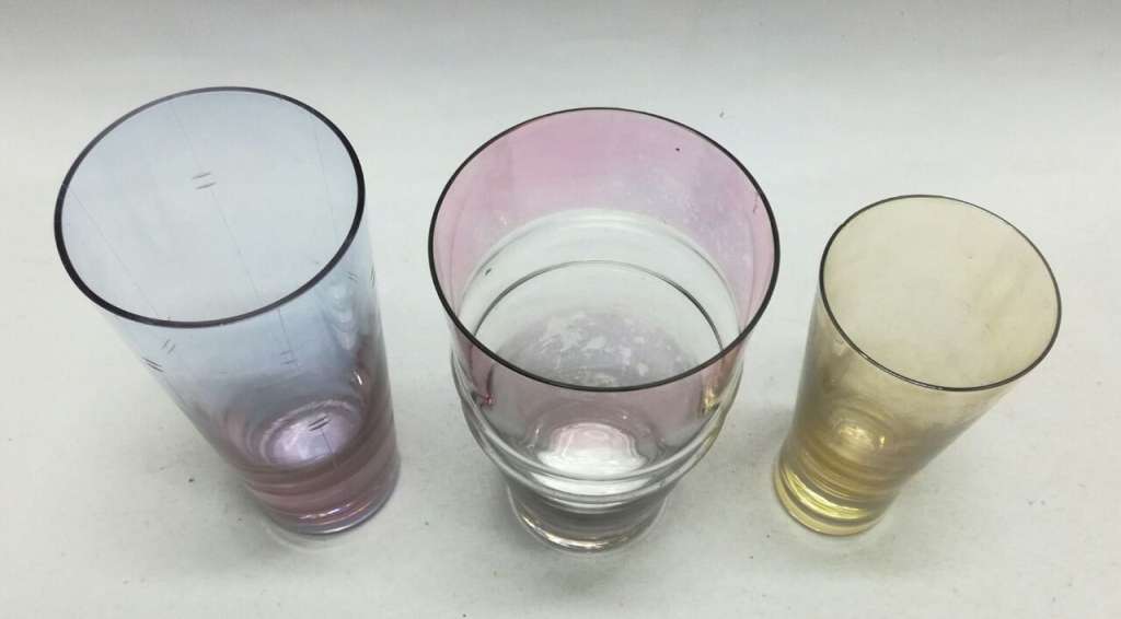 Стаканы,  цветное стекло, 3 шт