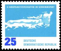 (1962-045) Марка Германия (ГДР) "Батерфляй"    ЧЕ по плаванию III Θ