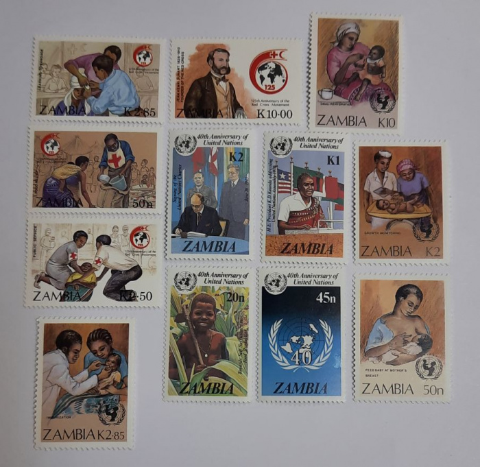 (--) Набор марок Замбия &quot;12 шт.&quot;  Негашеные  , III O