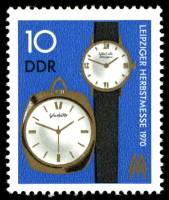 (1970-076) Марка Германия (ГДР) "Часы"    Ярмарка, Лейпциг II Θ