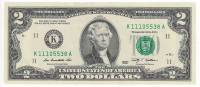 (2009K) Банкнота США 2009 год 2 доллара "Томас Джефферсон"   UNC