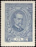 (1920-005) Марка Чехословакия "Т. Массарик (Серо-голубая)"    Президент Массарик (Стандартный выпуск