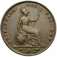 (1853) Монета Великобритания 1853 год 1 фартинг "Королева Виктория"  Бронза  XF